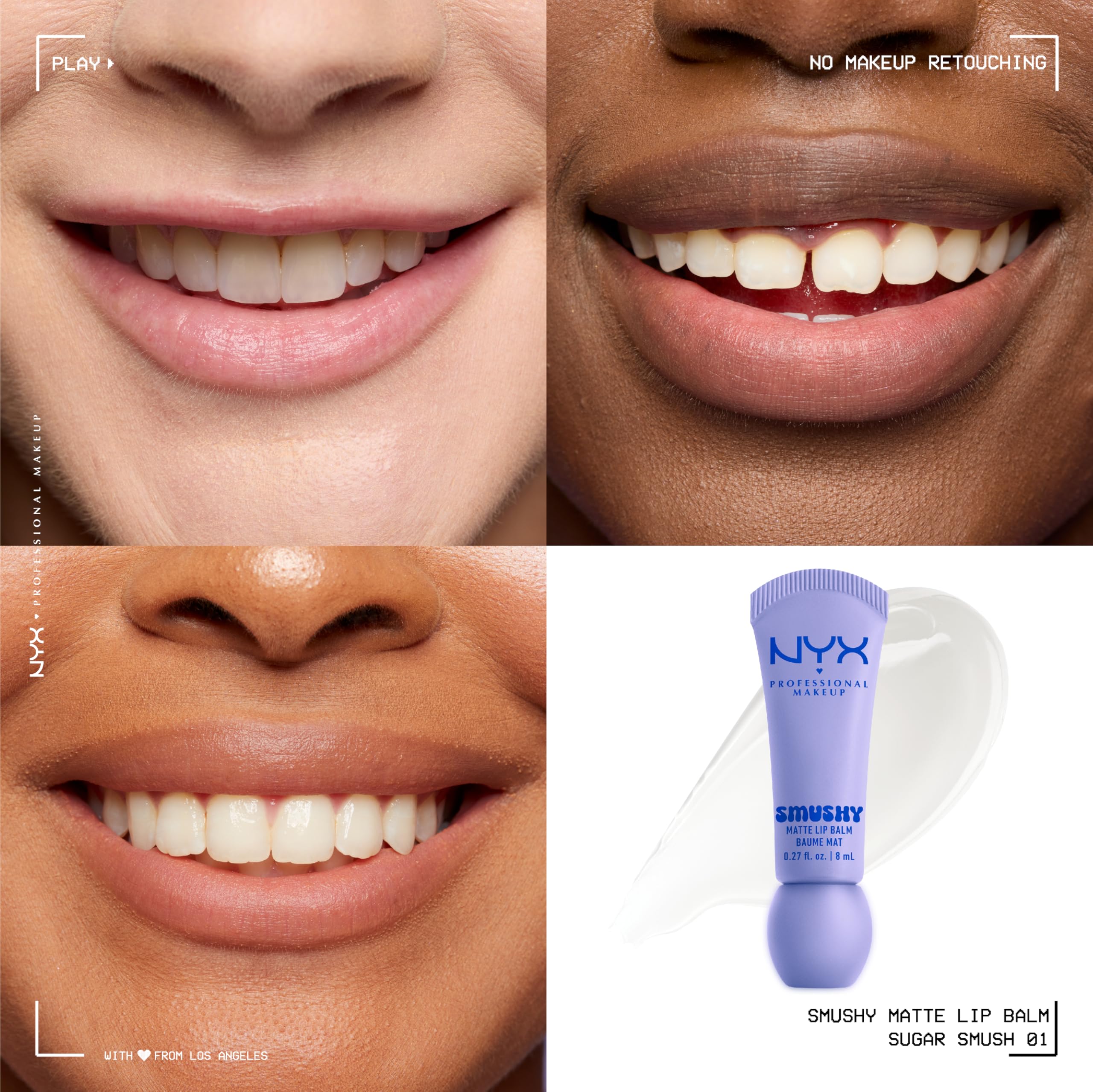 Échantillon de teinte du Smushy Matte Lip Balm sur peau, couleur uniforme.