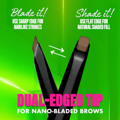 NYX Blade & Shade : pointe double-tranchant pour tracés poil à poil précis.