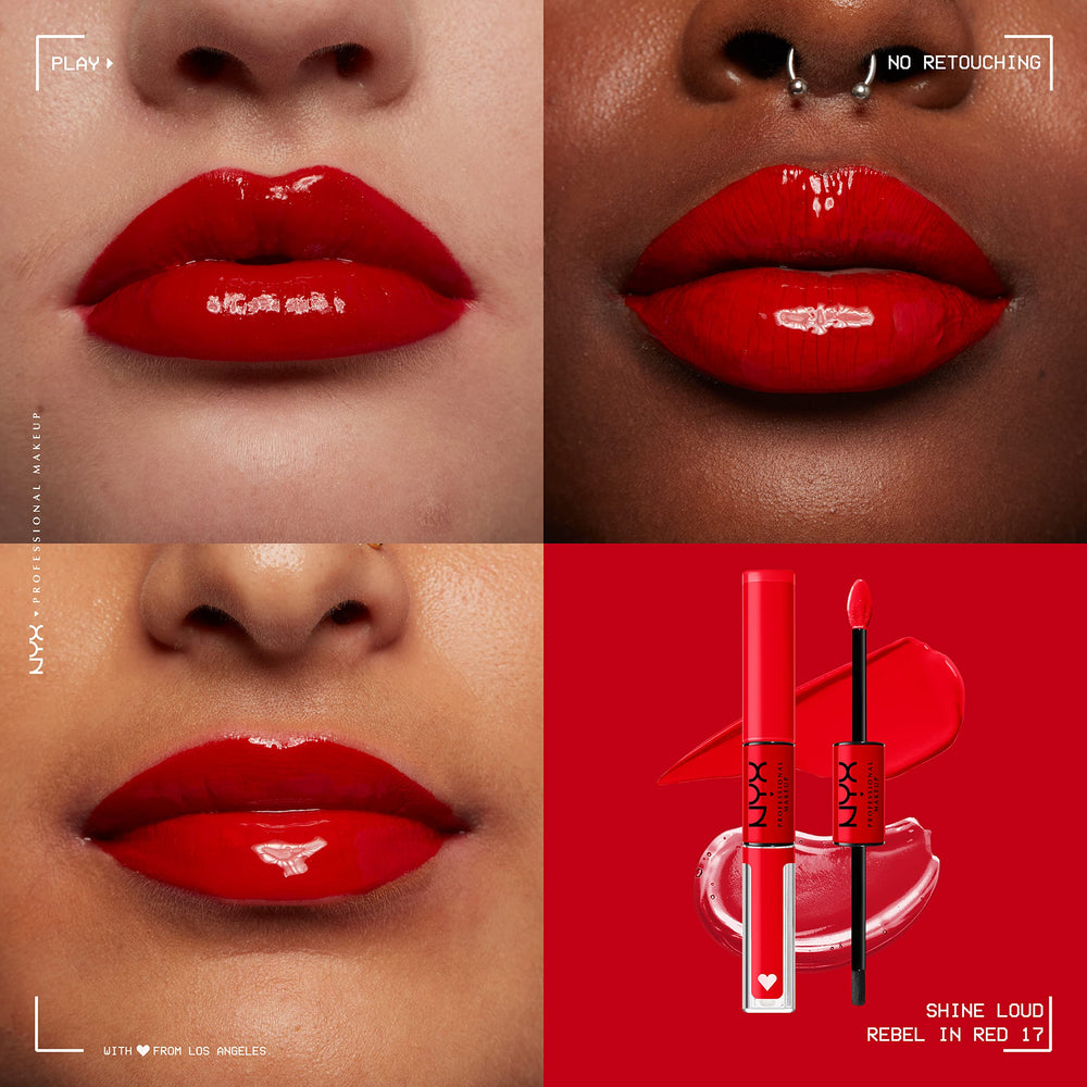 NYX Shine Loud Rebel In Red – échantillon teinte chaude et vibrante.