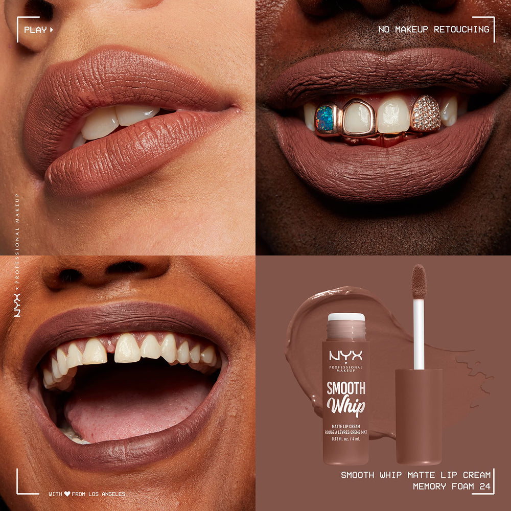 Nyx Smooth Whip Matte Lip Cream échantillon couleur mat rend uniforme.