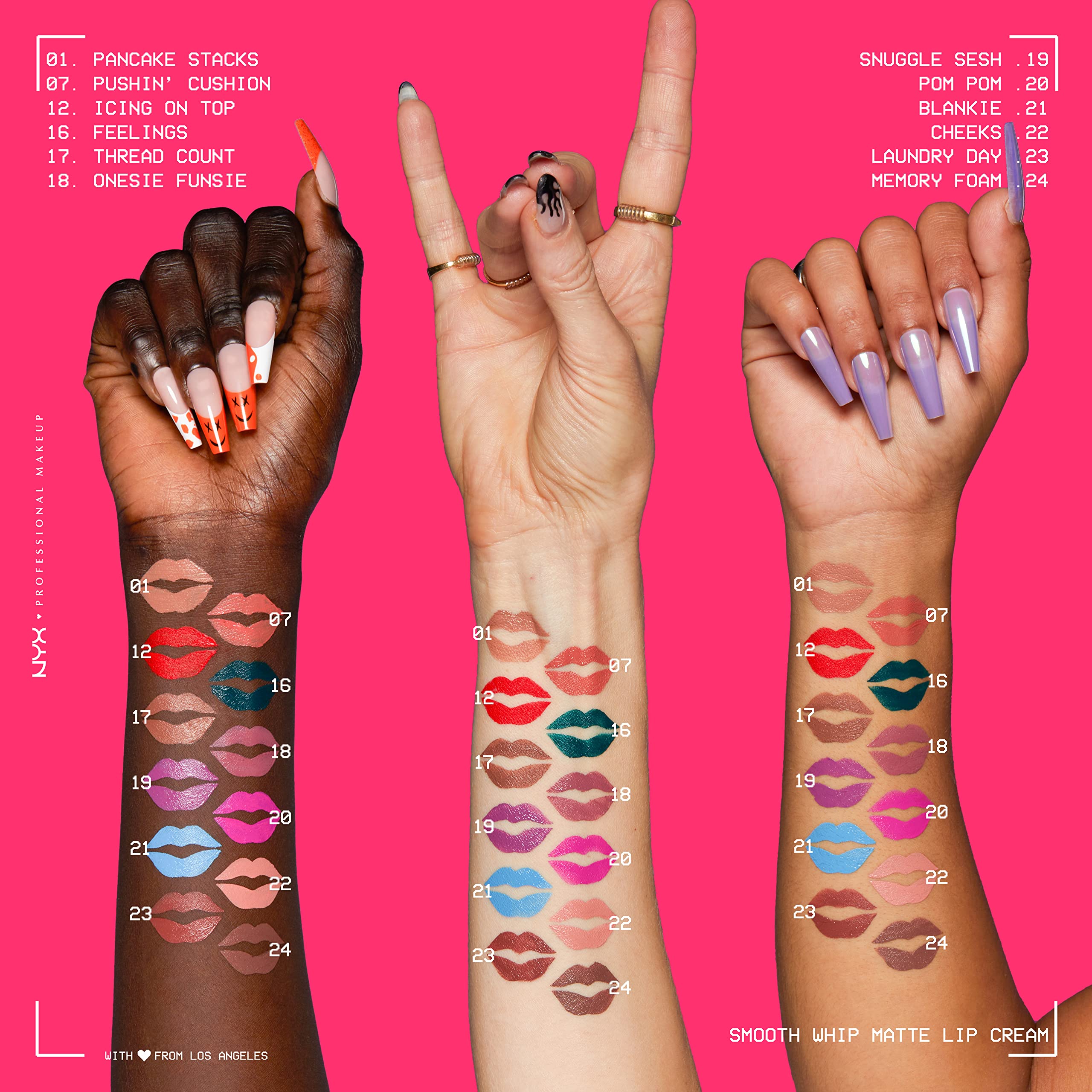 Nyx Smooth Whip Matte Lip Cream texture sans rugosité, lèvres lisses.