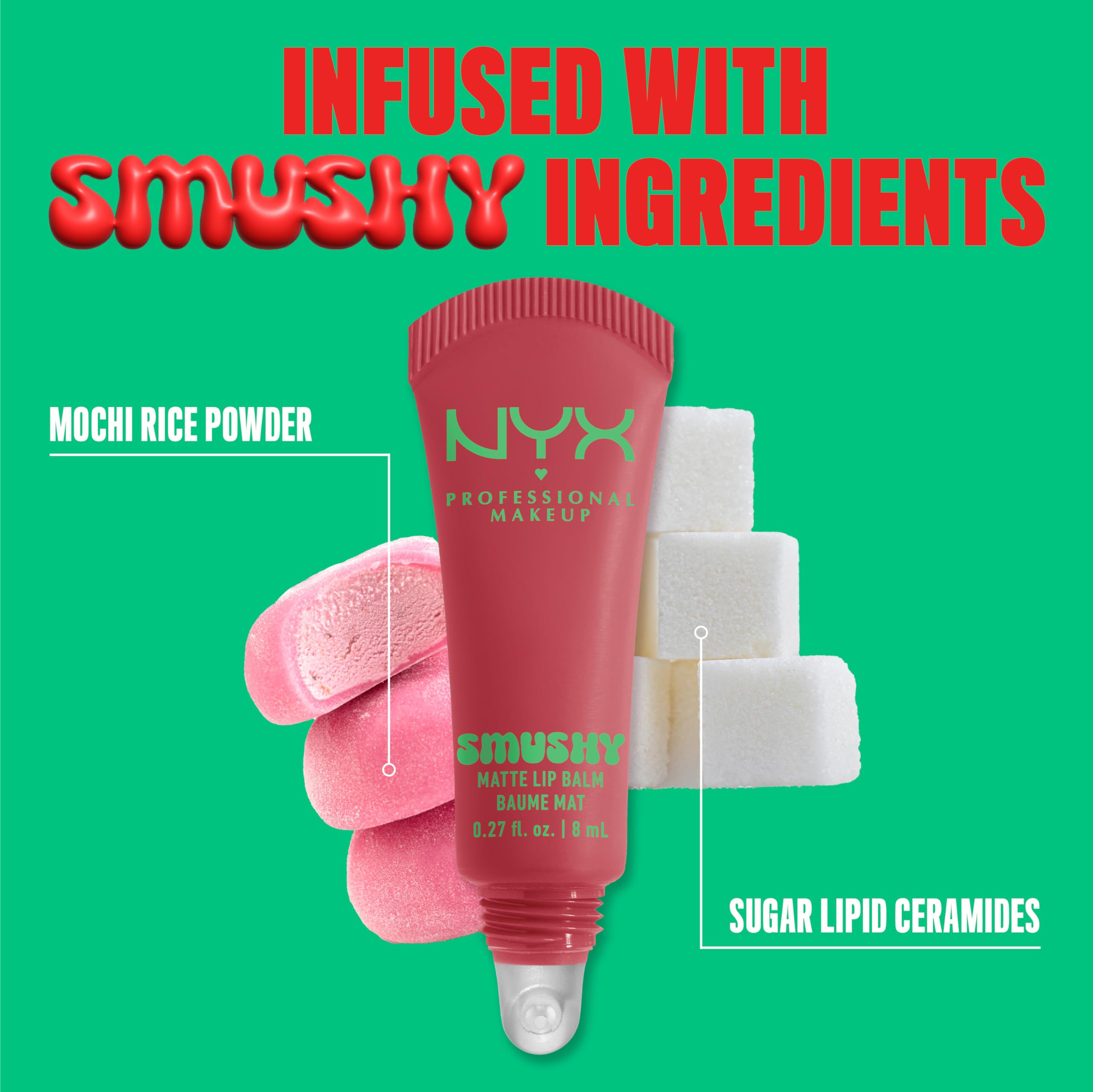 NYX Smushy Matte Lip Balm voile diffus pour un fini doux et agréable.