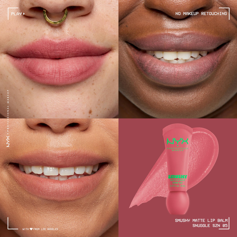 NYX Smushy Matte Lip Balm teinte rose pâle pour des lèvres lumineuses.