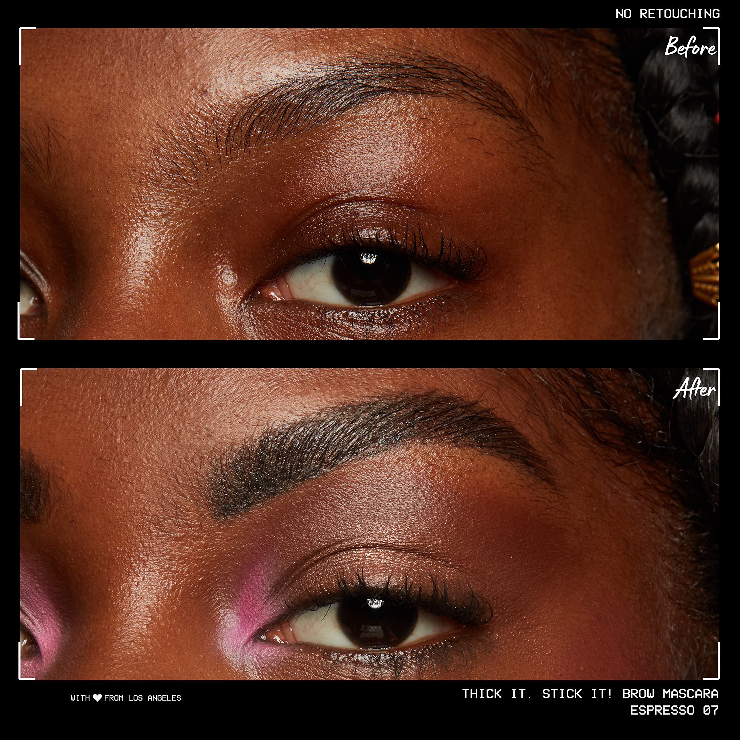 Fibres d’origine végétale de NYX Thick It Stick It épaississent les sourcils à chaque couche.
