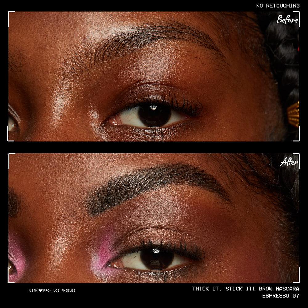 Fibres d’origine végétale de NYX Thick It Stick It épaississent les sourcils à chaque couche.