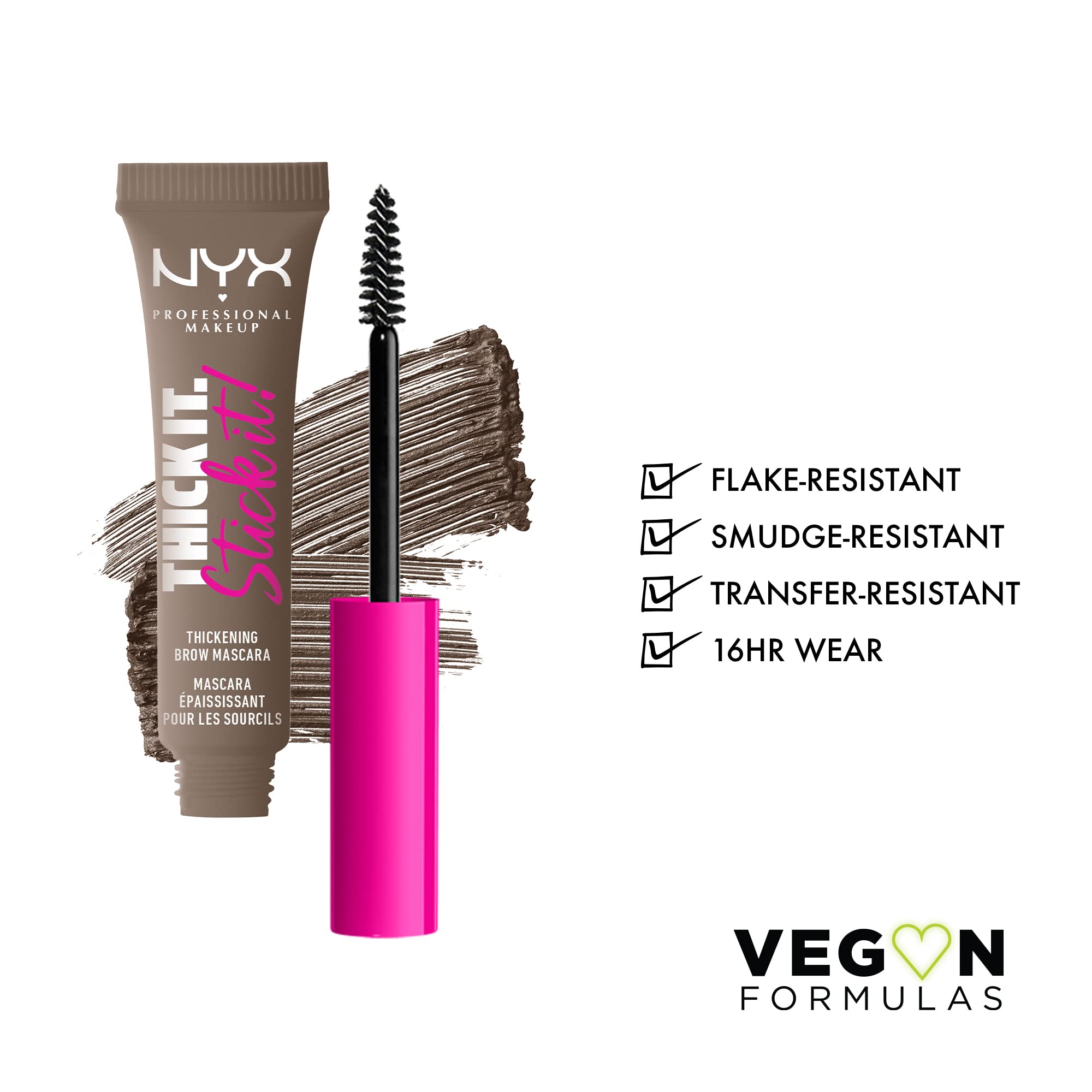 NYX Thick It Stick It, sourcils taupe, application en couches faciles et précises.