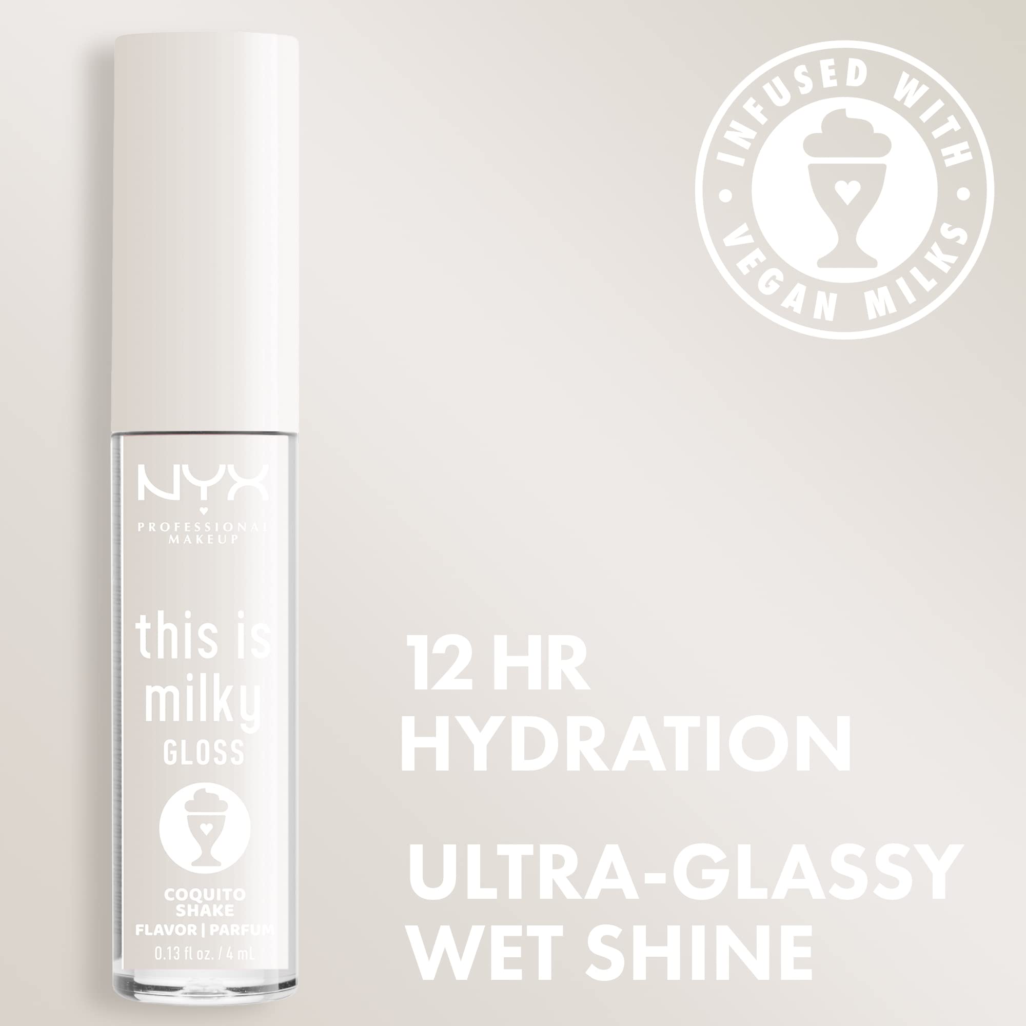 NYX This Is Milky Gloss Coquito Shake applicateur montre texture légère