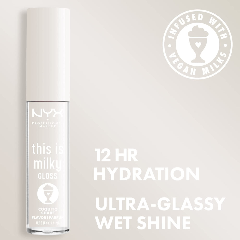 NYX This Is Milky Gloss Coquito Shake applicateur montre texture légère