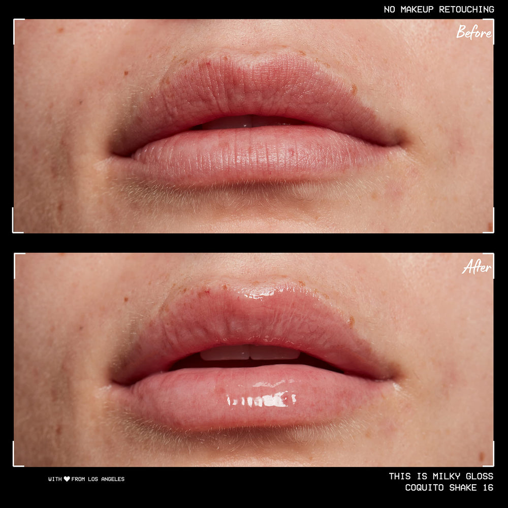NYX This Is Milky Gloss Coquito Shake swatch lèvres fini clair et brillant