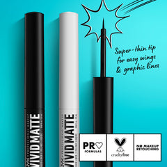 NYX PROFESSIONAL MAKEUP Vivid Matte Liquid Liner échantillons noir et blanc, pigment intense en un passage.