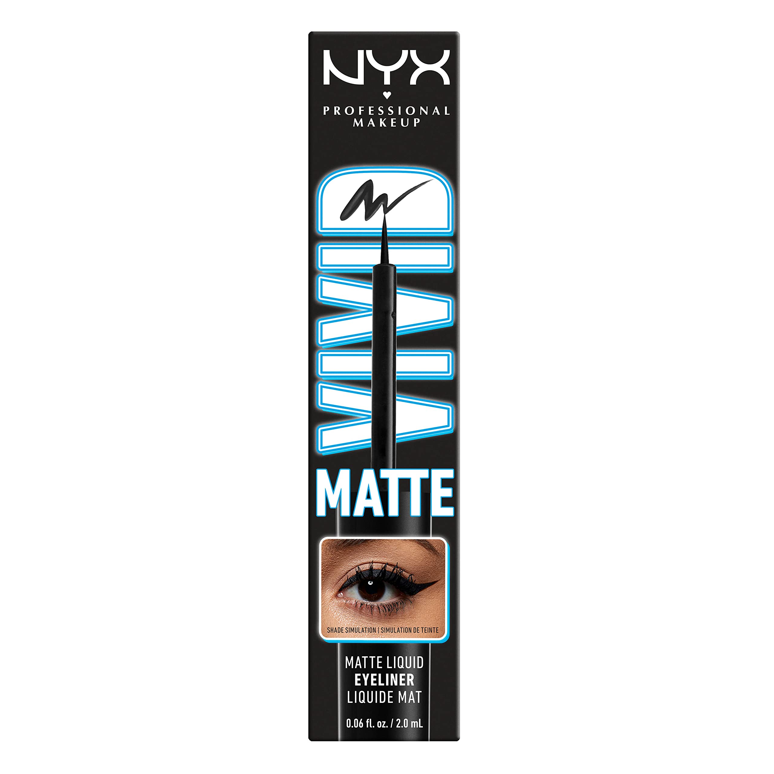 NYX PROFESSIONAL MAKEUP Vivid Matte Liquid Liner logo sans cruauté en studio.