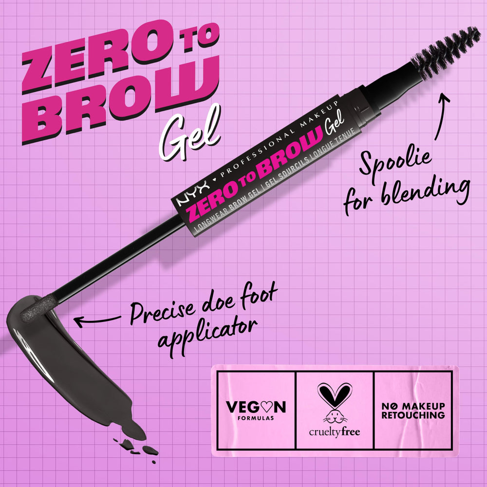 NYX Zero to Brow gel goupillon intégré pour estomper sans effort.