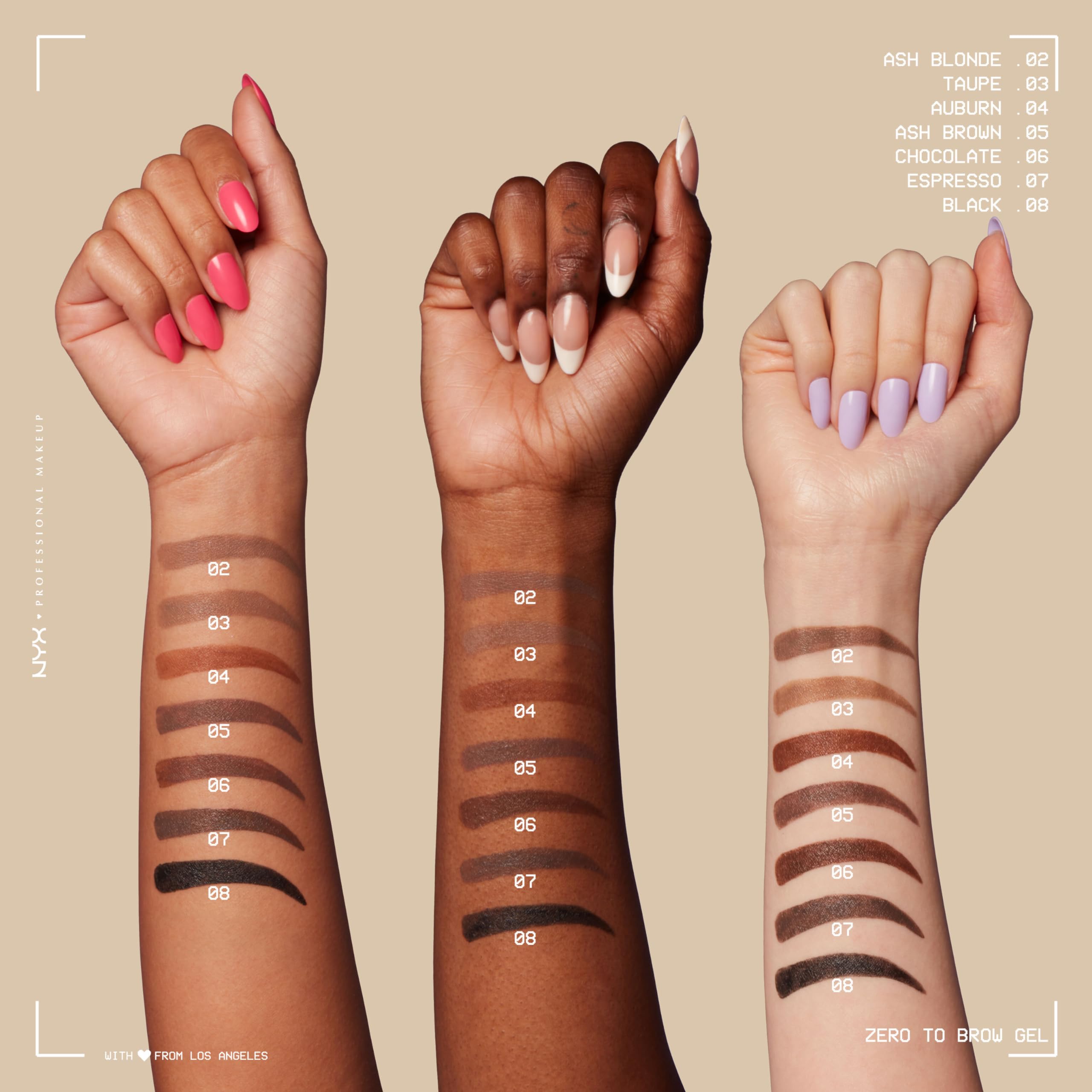 NYX Zero to Brow gel résistance au transfert pour un look durable.