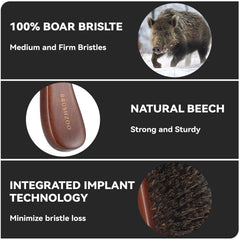 O BRUSHZOO, brosse barbe, manche en bois hêtre pour une prise naturelle.