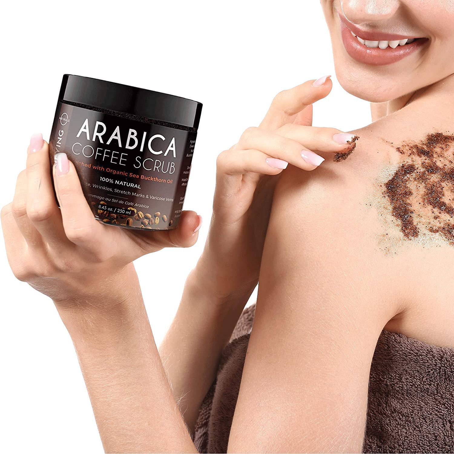 O Naturals gommage visage et corps sel de mer café Arabica pour peau revitalisée