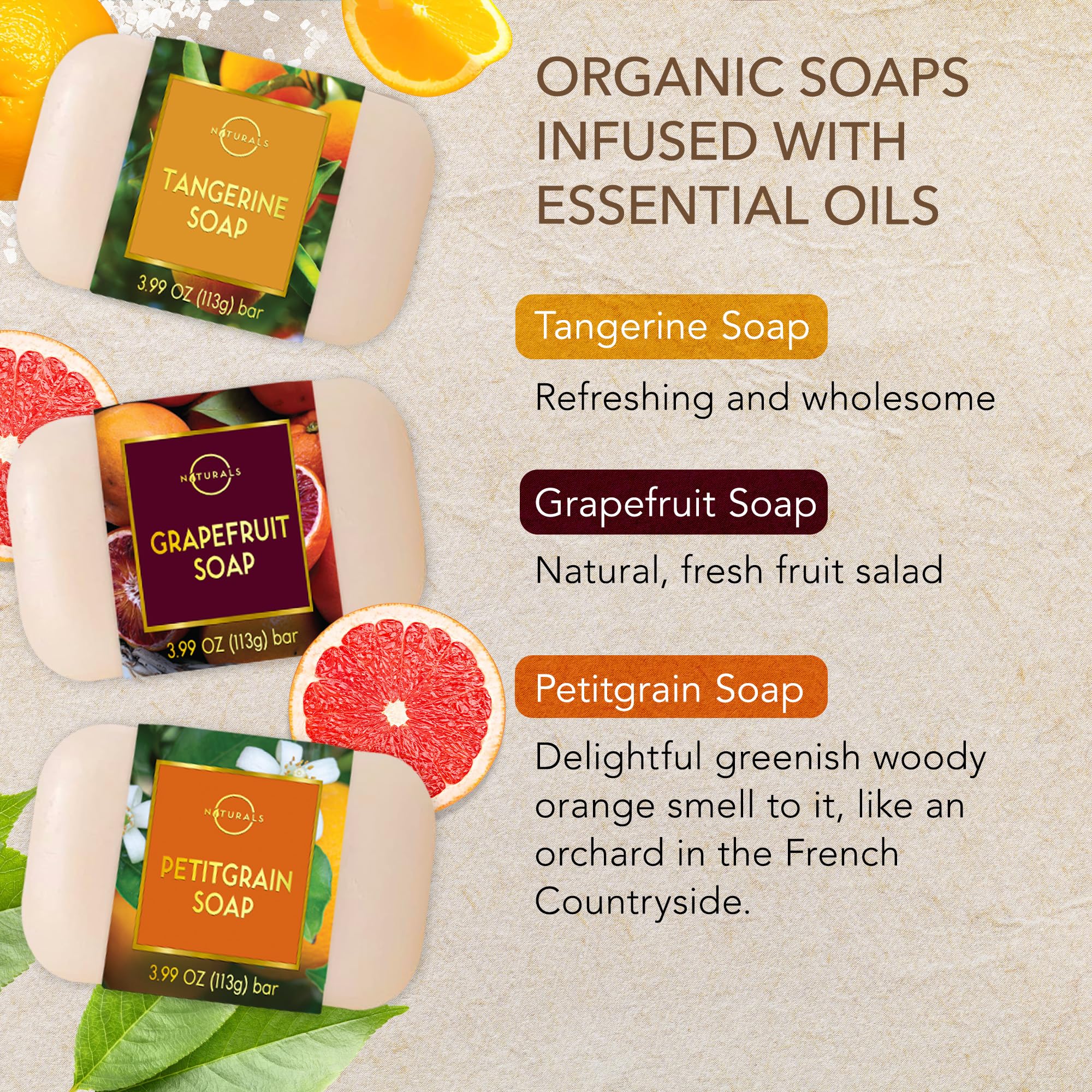 Savon citrus Bergamot d'O NATURALS – fraîcheur apaisante pour peau douce.