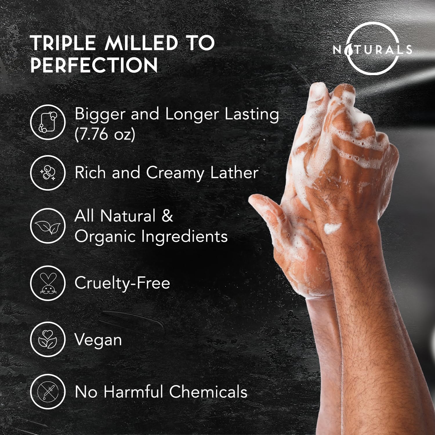 O NATURALS Savon exfoliant au cèdre, mousse riche pour un nettoyage en profondeur.