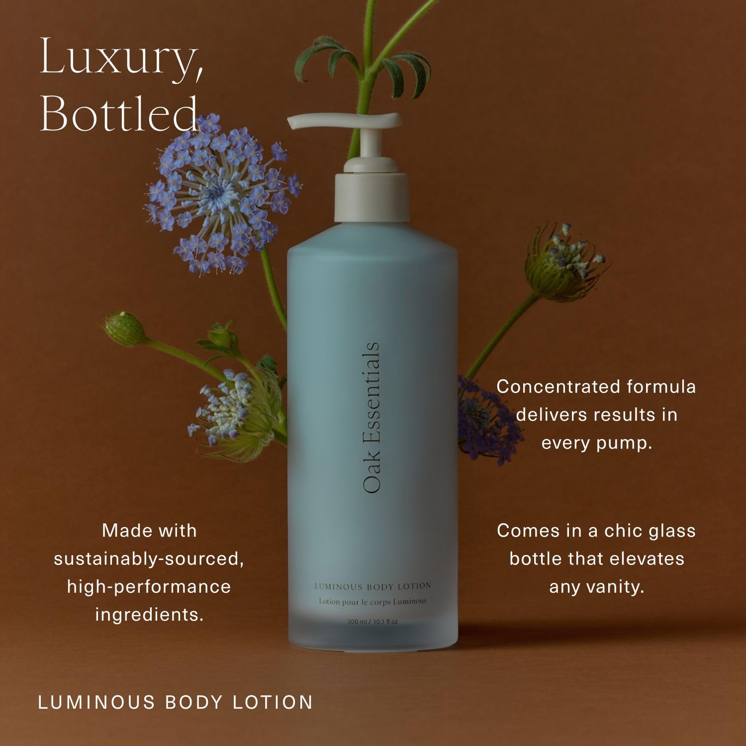 Oak Essentials Luminous Body Lotion – beurre de karité et coco, hydratation nourrissante.
