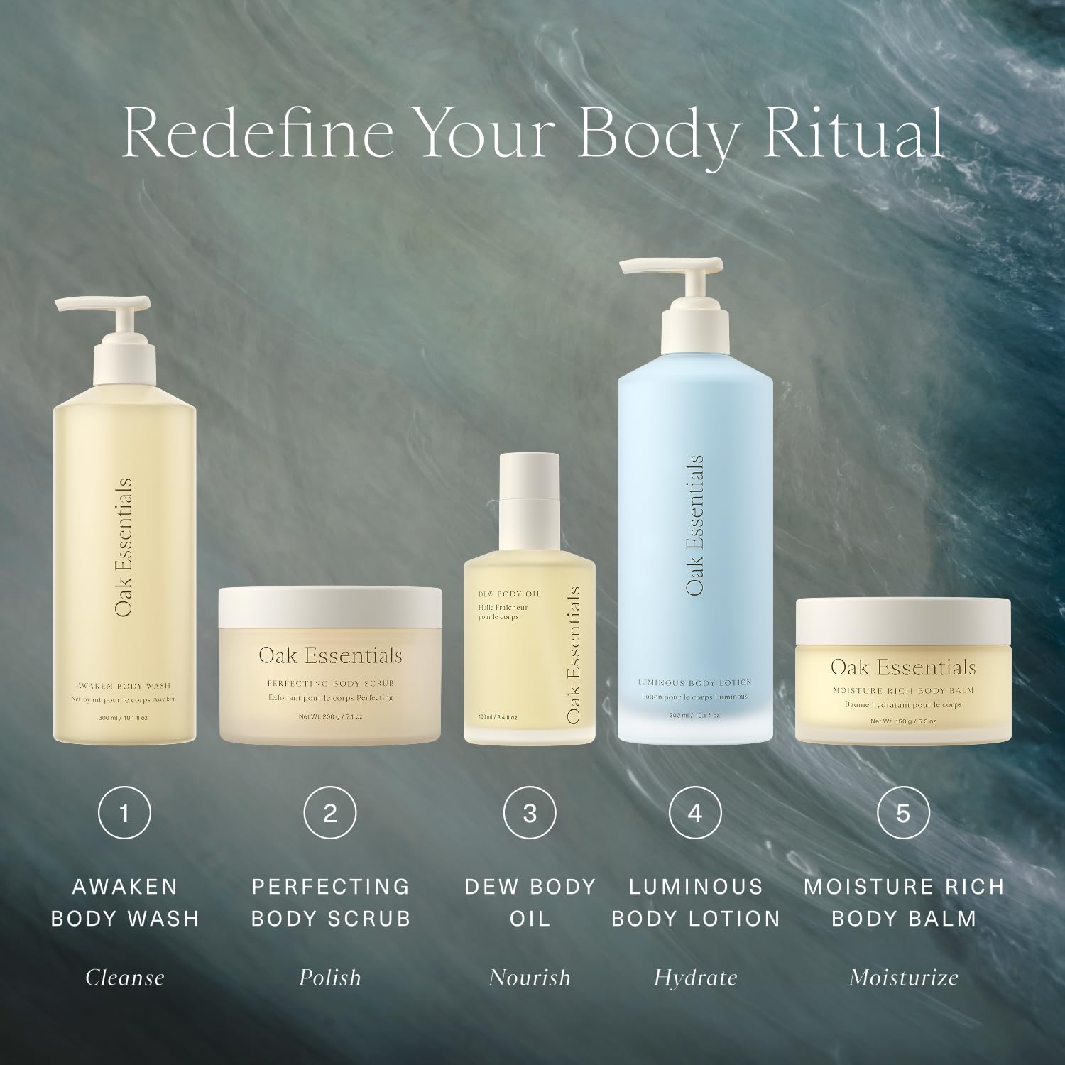 Routine spa douche Oak Essentials: expérience spa à domicile grâce au rituel aromatique.