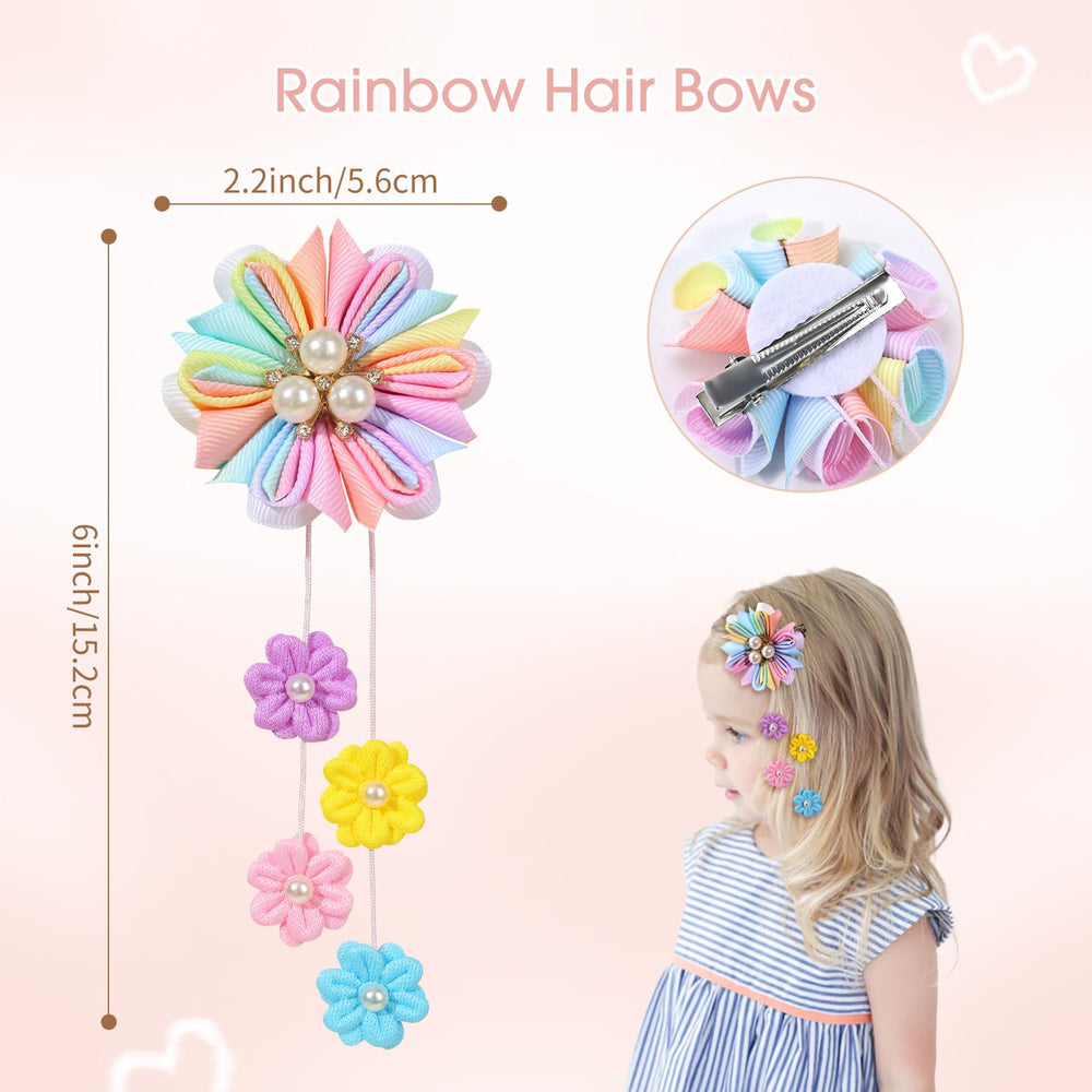 Noeuds cheveux OAOLEER fleurs grosgrain bleu, apporte une touche coloree aux looks scolaires.