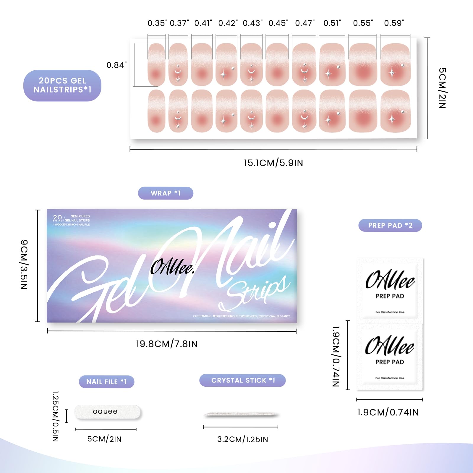 OAUEE Designs Ongles Gel, variations de couleurs pour tous les styles