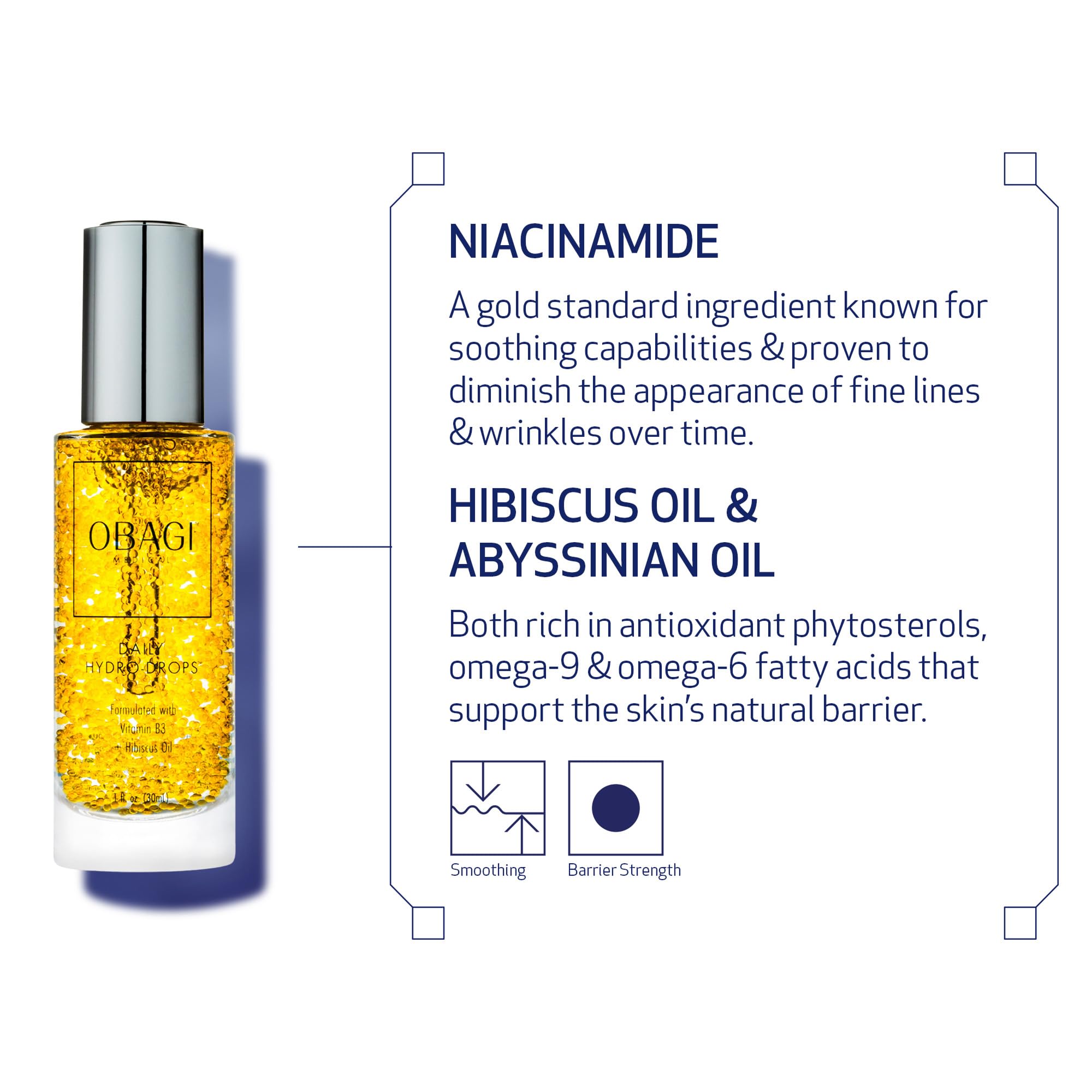 Obagi Daily Hydro-Drops ingrédients Abyssinian hydratants et nourrissants