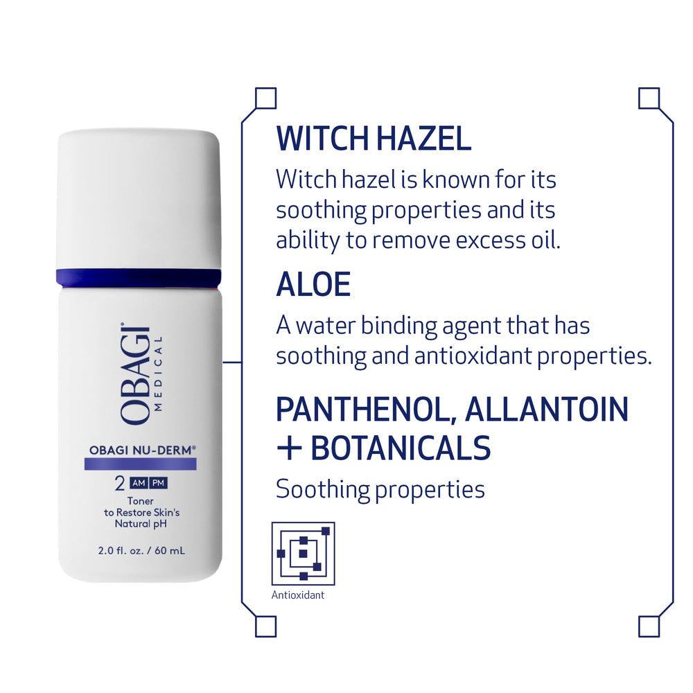 Obagi Nu-Derm Toner application sur coton pour peau propre et prête