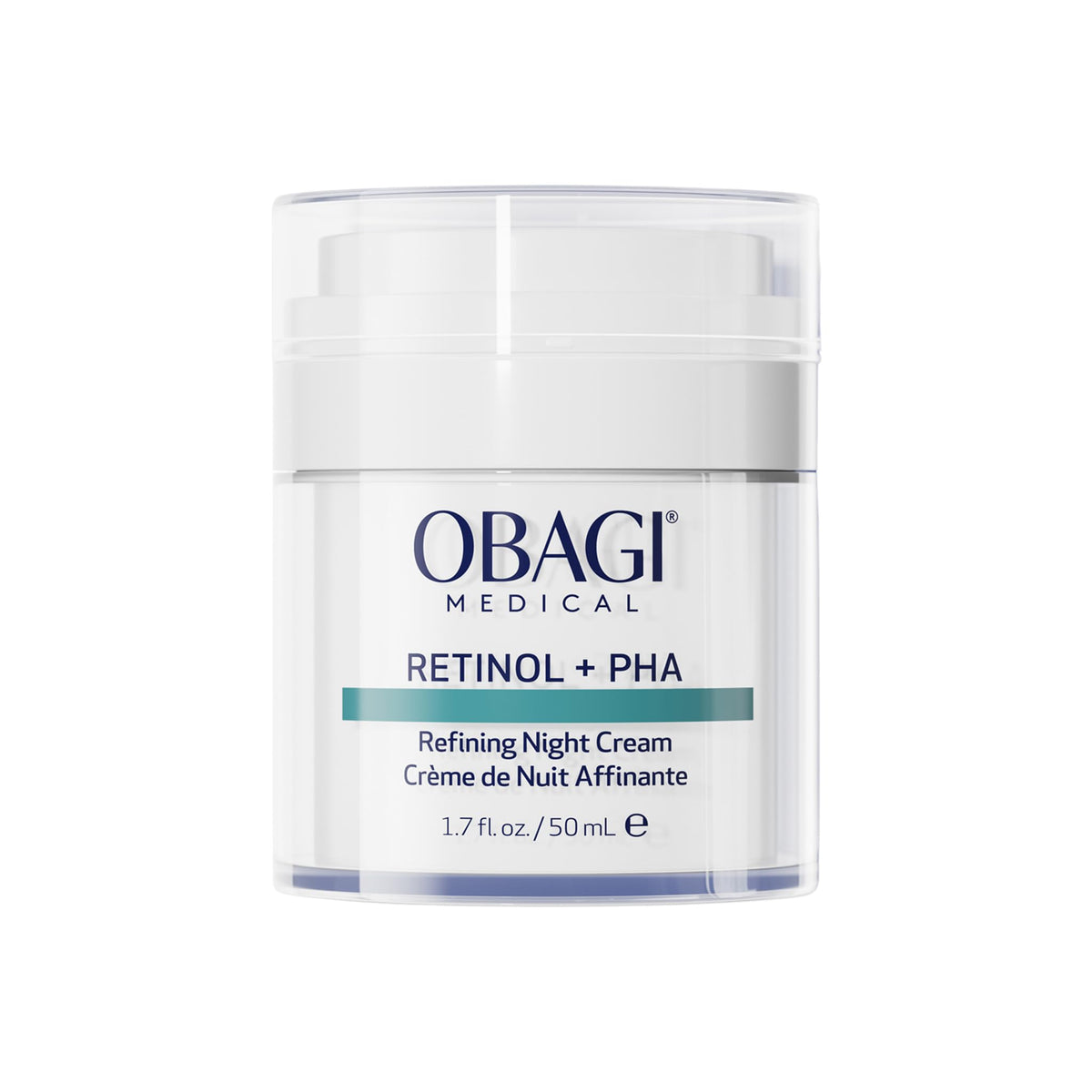 Obagi Medical Retinol + PHA Refining Night Cream, emballage élégant, peau plus lisse au réveil.