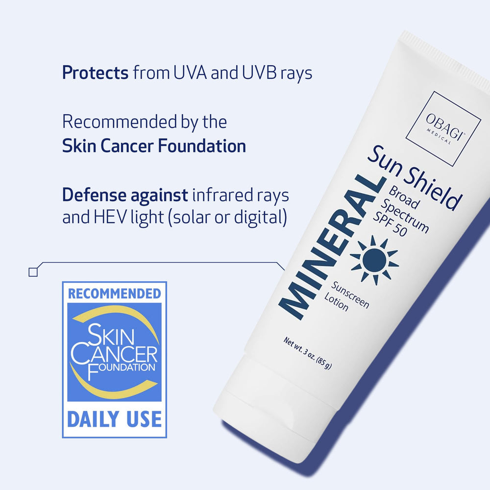 Obagi Sun Shield Minéral SPF50, application rapide et légère sur la peau.