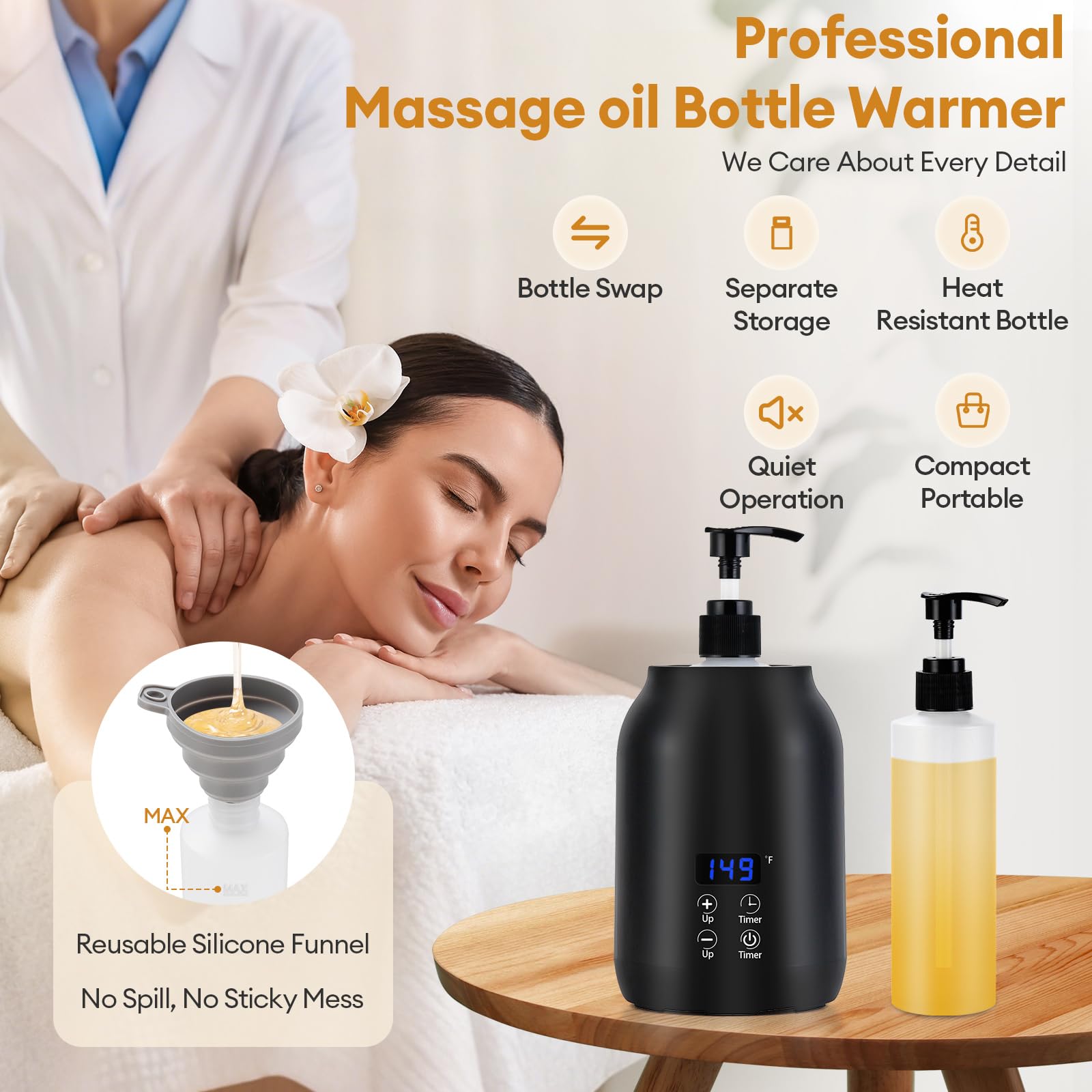 Obecilc chauffe-huile de massage affichage numérique clair.