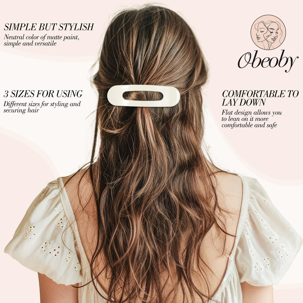 Barrette plate noire obeoby, maintien fiable des mèches rebelles.