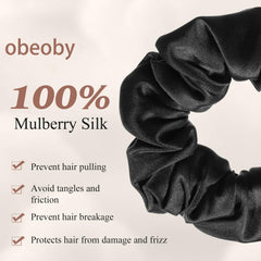 Chouchou obeoby en soie de mûrier noir, usage quotidien sans traction.