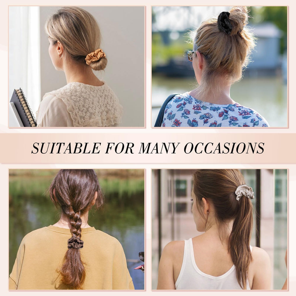 Obeoby chouchou en soie mulberry brun, porté au poignet
