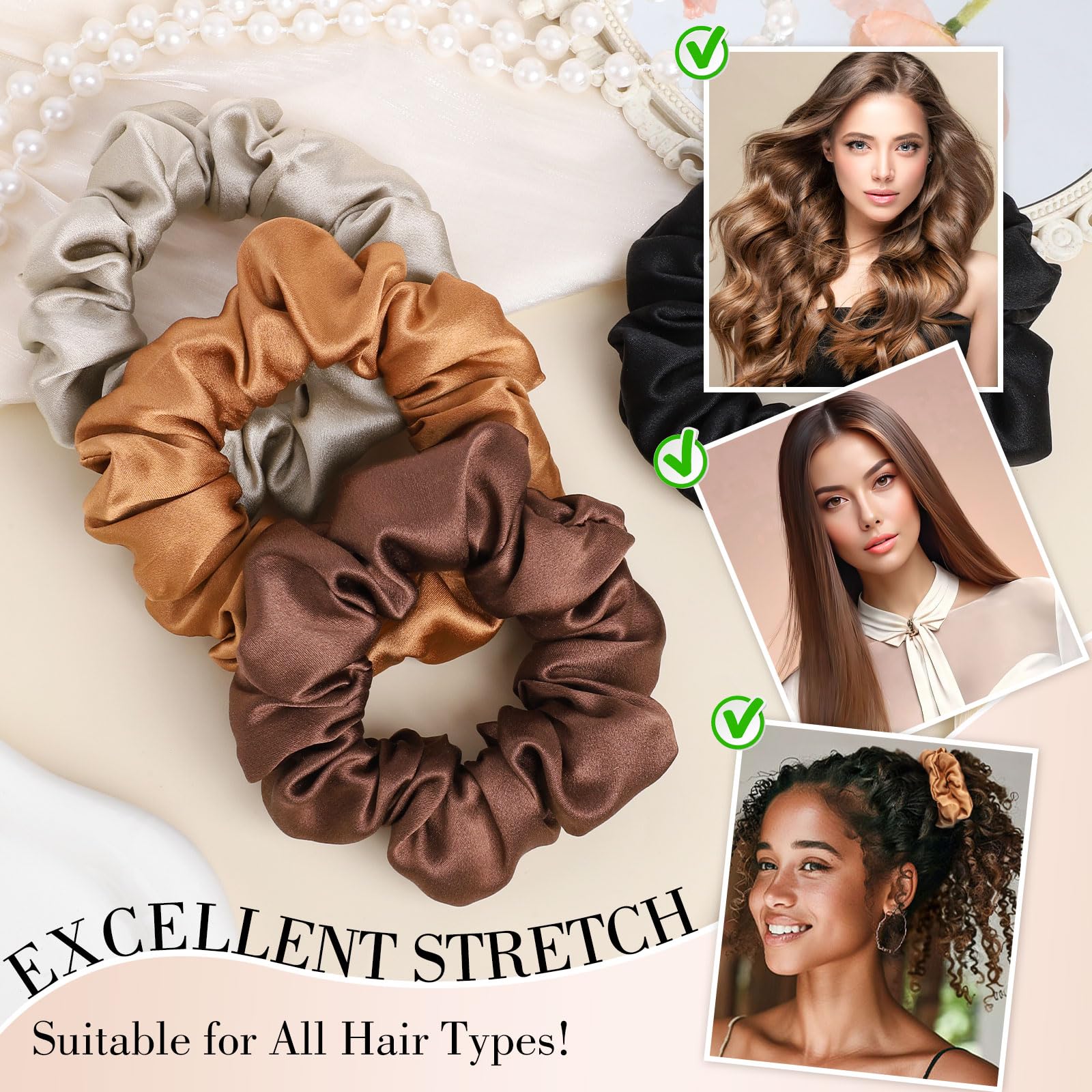 Obeoby chouchou en soie mulberry brun, adapté au sport