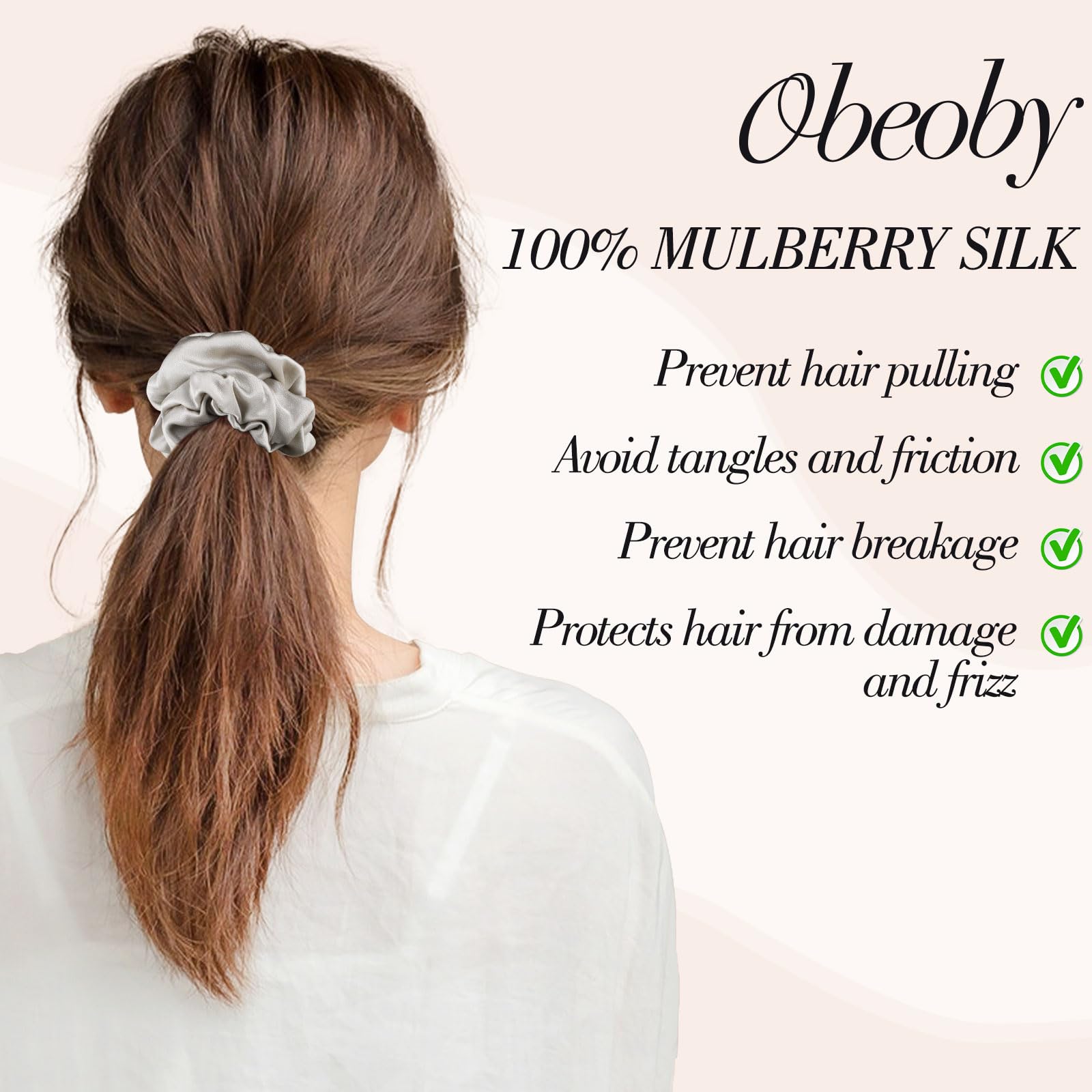 Obeoby chouchou en soie mulberry brun, usage quotidien
