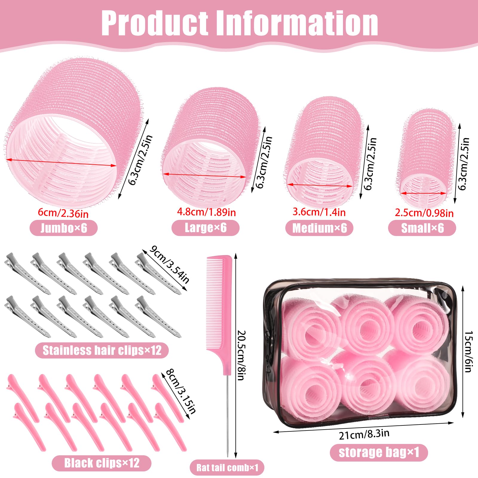 obeoby pinces cheveux rose – fixation fiable des rouleaux pour boucles précises
