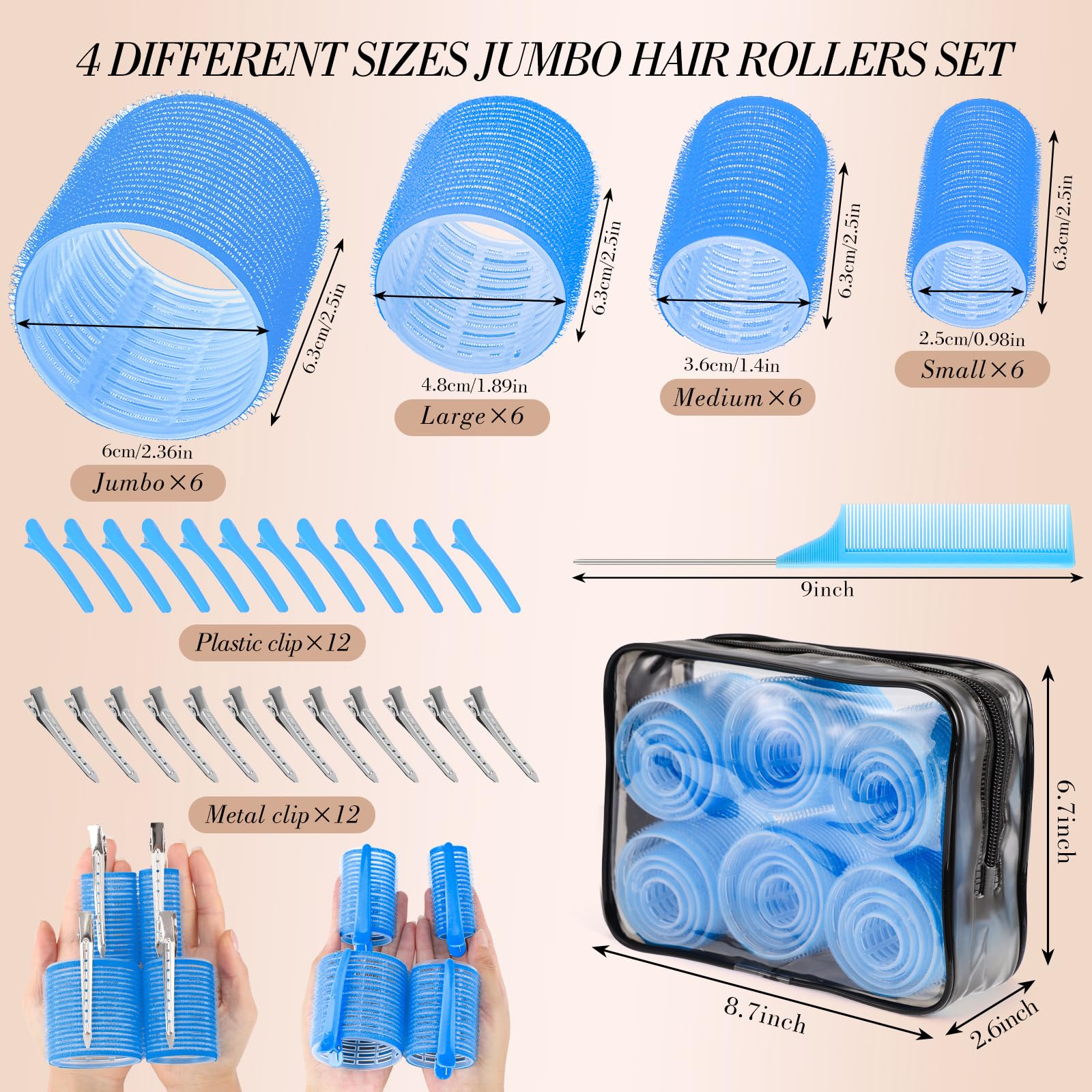 Pinces de maintien Obeoby pour rouleaux cheveux bleu