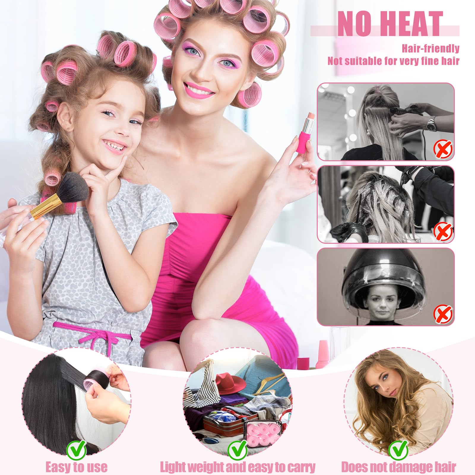 obeoby rouleaux 25 mm rose – petites mèches et frange faciles à boucler