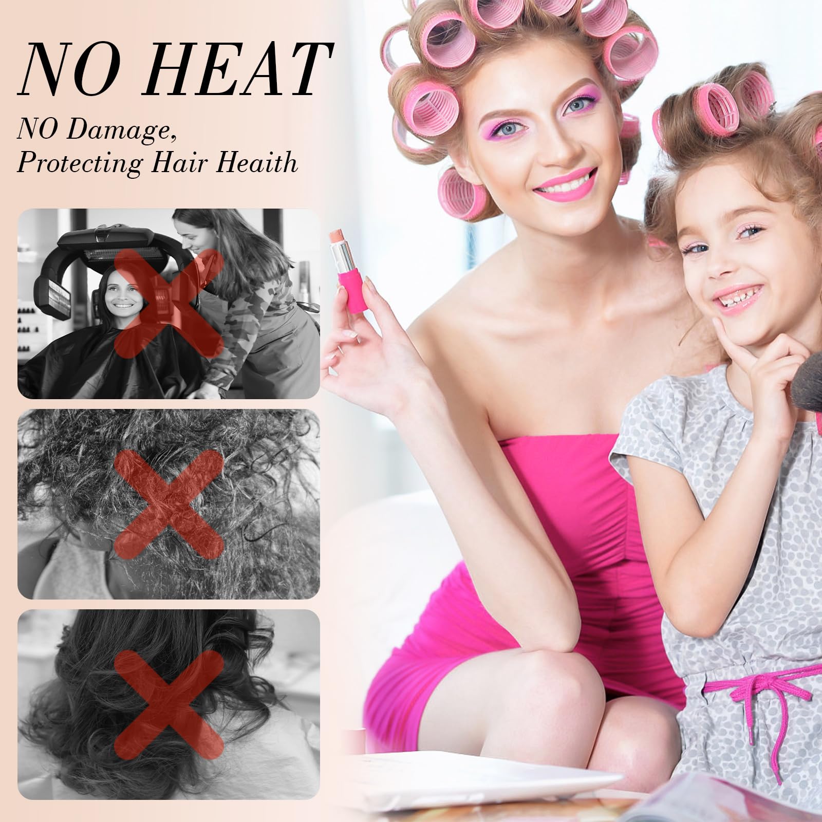 Rouleaux Obeoby 25mm rose pour frisettes fines et mèches définies.