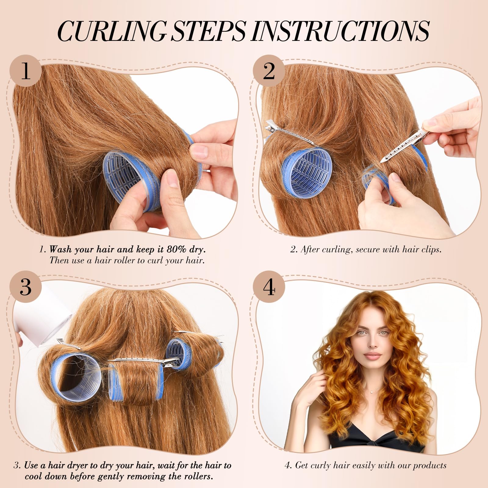 Rouleau cheveux 60 mm pour boucles volumineuses sans chaleur