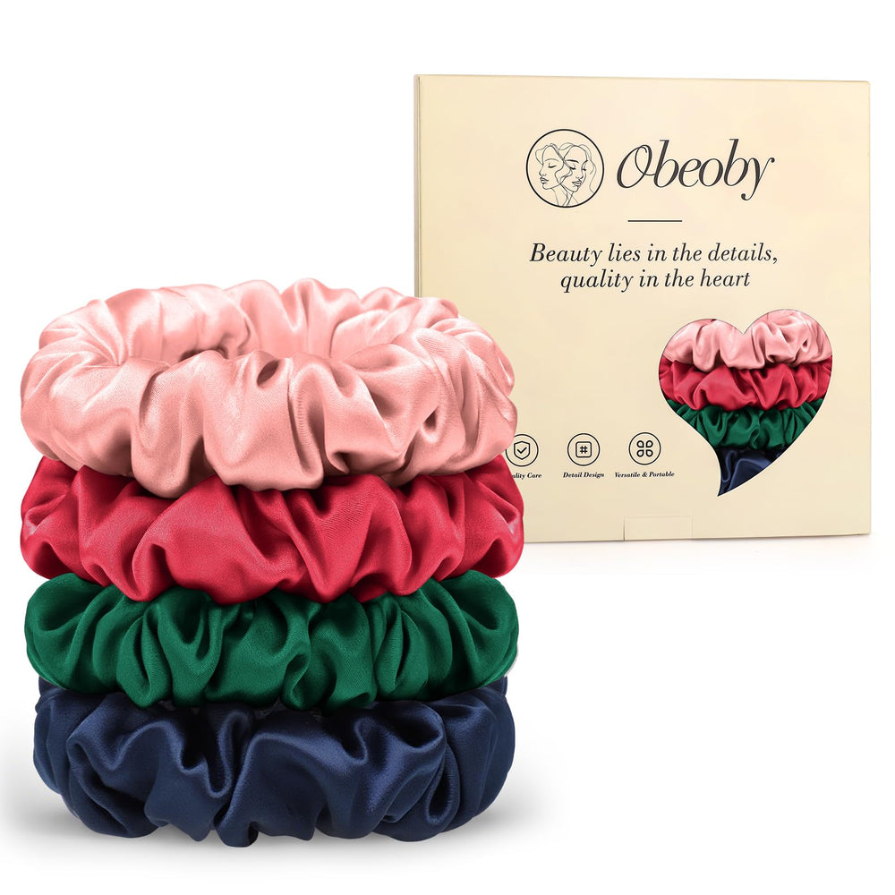 Scrunchies obeoby en soie mûrier rouge – douceur et protection cheveux.