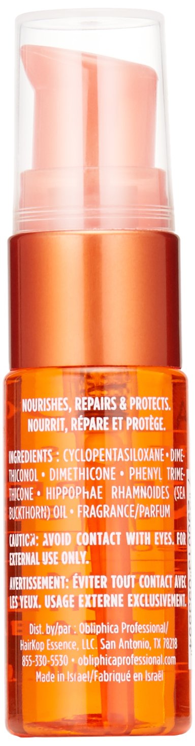 Cheveux nourris et brillants sans alourdir grâce au sérum Seaberry Obliphica Professional.