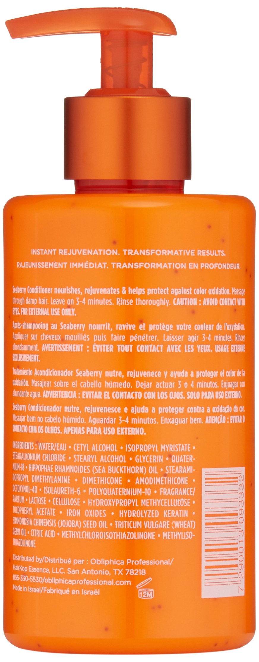 Obliphica Seaberry conditionneur pour cheveux brillants, nourris en profondeur et souplesse.