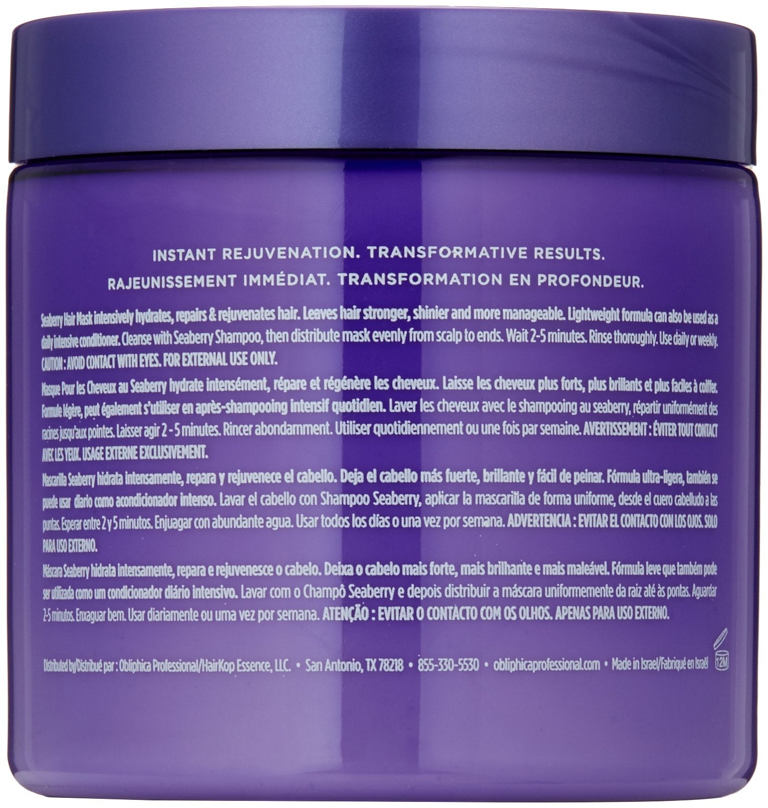 Obliphica Professional Masque Seaberry : brillance durable et cheveux soyeux.