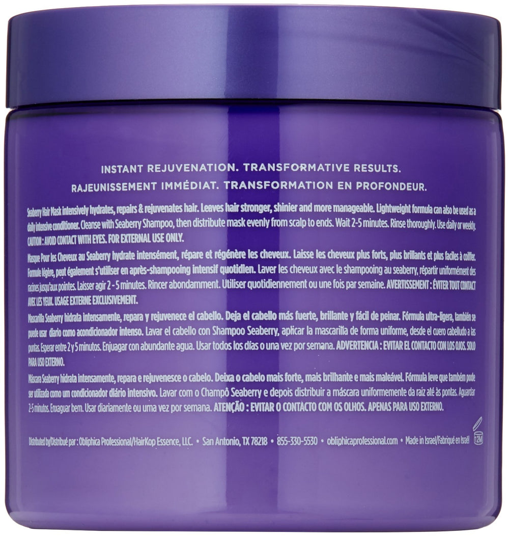 Obliphica Professional Masque Seaberry : brillance durable et cheveux soyeux.