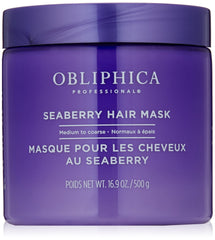 Obliphica Professional Masque Seaberry – texture riche pour cheveux moyens à gross nourris et brillants.