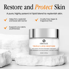 OBOGEE Crème Triple Lipid-Peptide – texture riche et peau lisse.