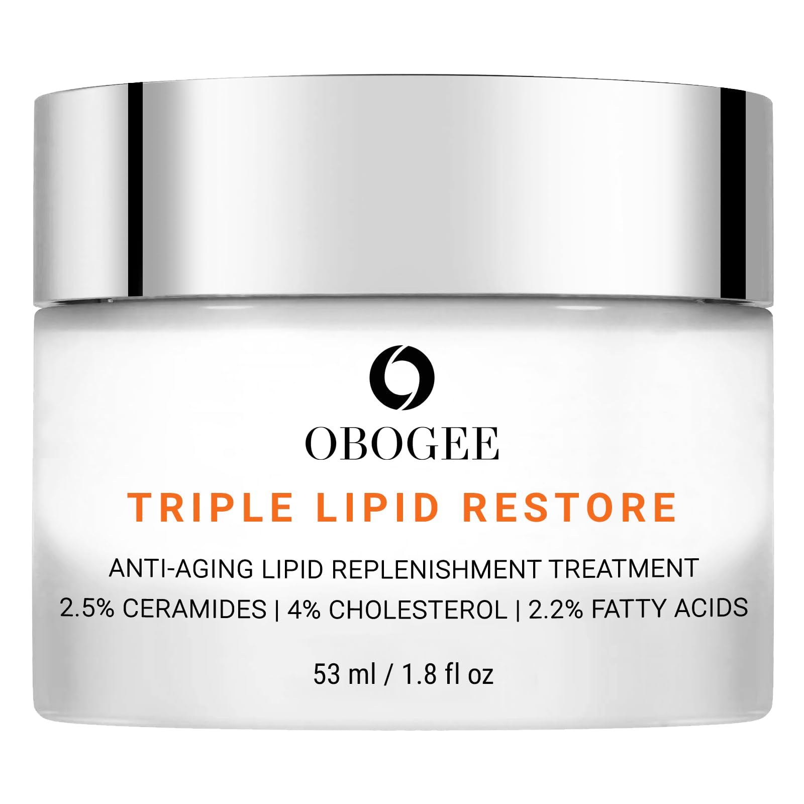 OBOGEE Crème Triple Lipid-Peptide en flacon, hydratation durable.