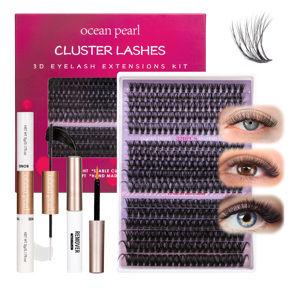 Ocean Pearl – clusters cils 320 pièces pour volume personnalisable.