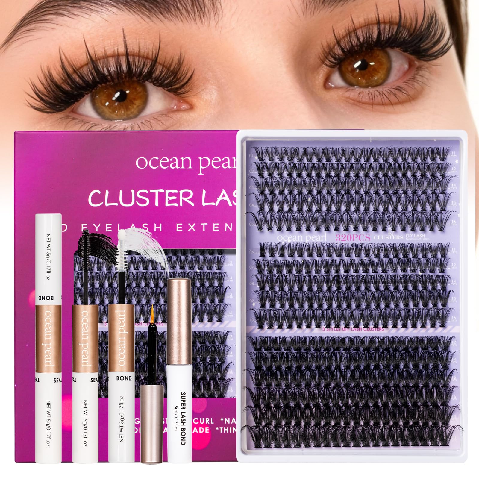 Ocean Pearl ensembles de cils 320 pièces 11–20 mm pour un volume modulable.